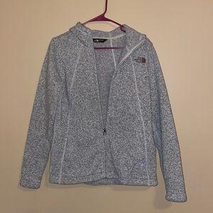 Womens North Face zip up fleece jacket with hood